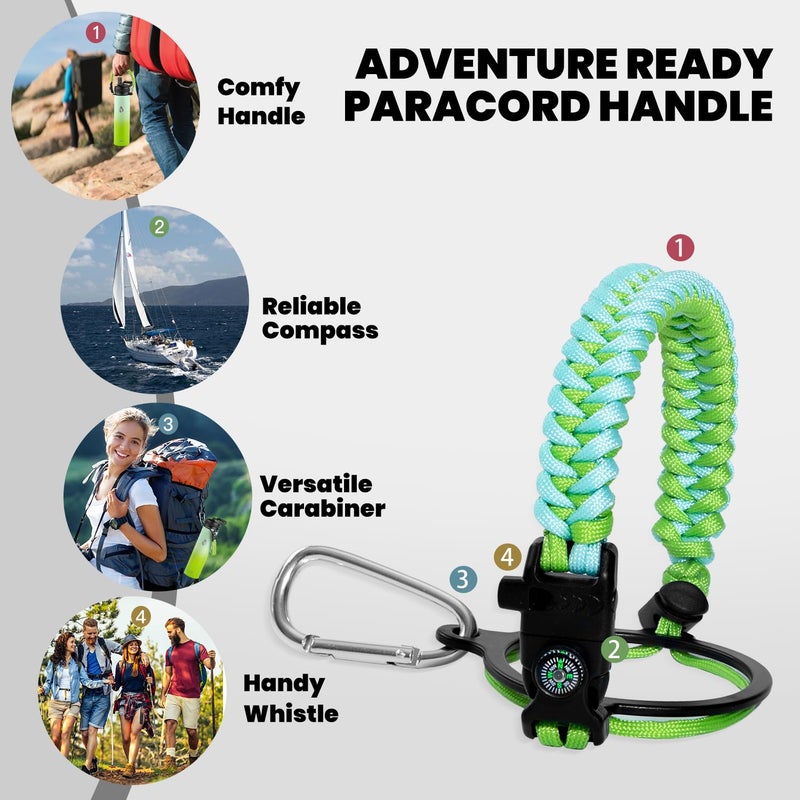 Raymylo Insulated Water Bottle 24Oz  Triple Wall Vacuum Stainless Steel (Cold For 48 Hrs  Hot For 24Hrs)  Leak Proof & Non-Bpa  24Oz Hydro Water Flask With Paracord Handle & Straw Spout Lids - Image 4