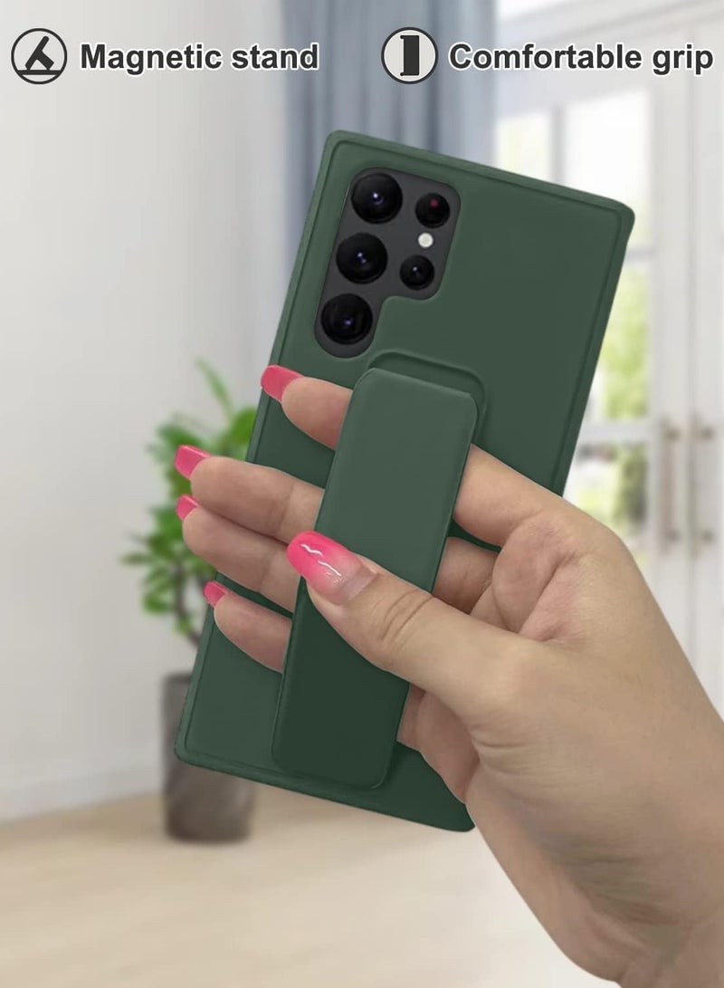 BORTONY Samsung Galaxy S24 Ultra Case Cover Back Stand Cover Magnetic Holder Silicone Cover Wrist Strap Full protection Anti Fingerprint Case For Samsung Galaxy S24 Ultra - Image 2