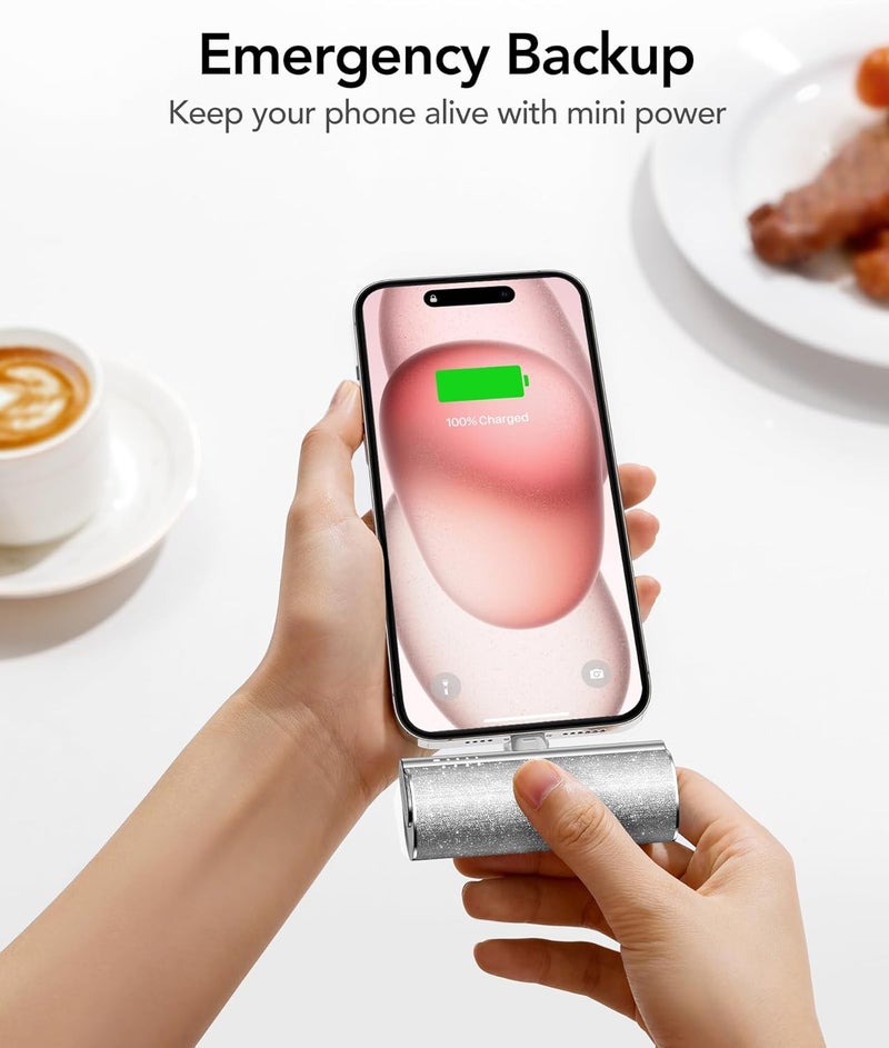 VEGER Power Bank, Mini Portable Charger with Built-In USB-C Connector, 5,000mAh Battery Pack with LED Indicator, 12W Small Powerbank for iPhone 16/15 Series, Samsung, Huawei, iPad, Xiaomi, Vivo, Oppo - Image 3