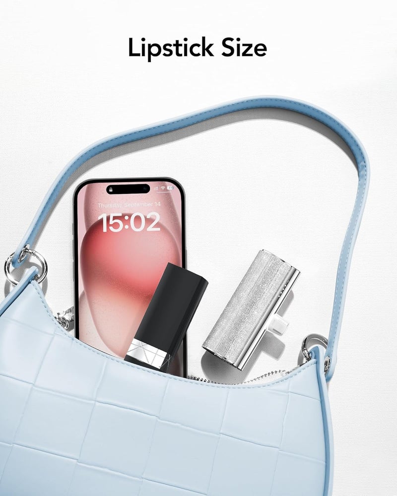 VEGER Power Bank, Mini Portable Charger with Built-In USB-C Connector, 5,000mAh Battery Pack with LED Indicator, 12W Small Powerbank for iPhone 16/15 Series, Samsung, Huawei, iPad, Xiaomi, Vivo, Oppo - Image 4