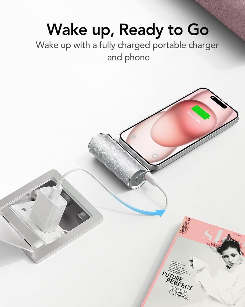 VEGER Power Bank, Mini Portable Charger with Built-In USB-C Connector, 5,000mAh Battery Pack with LED Indicator, 12W Small Powerbank for iPhone 16/15 Series, Samsung, Huawei, iPad, Xiaomi, Vivo, Oppo - Image 2