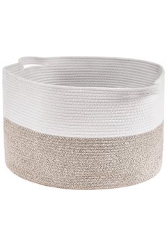 VEVOR VEVOR Blanket Basket, 67L, Cotton Rope Basket, Woven Basket with Handles, 20" x 13" Round Laundry Hamper Basket Collapsible Extra Large Storage Basket Bins for Organizing Clothes Kids Toys Pillows  - Image 1