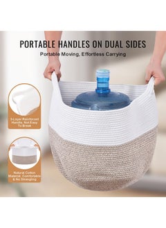 VEVOR VEVOR Blanket Basket, 67L, Cotton Rope Basket, Woven Basket with Handles, 20" x 13" Round Laundry Hamper Basket Collapsible Extra Large Storage Basket Bins for Organizing Clothes Kids Toys Pillows  - Image 4