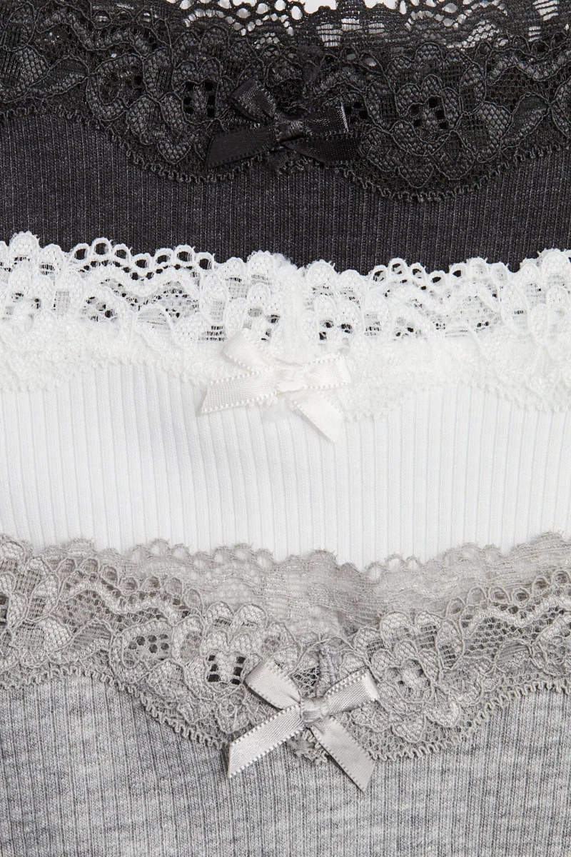 H&M 3-pack cotton and lace Brazilian briefs