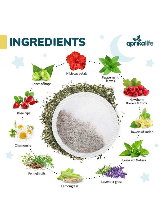 aprikalife - Aprika Life Sleep Tea With Sleep Guide 100% Natural Herbal Tea With 12 Herbs Created By Herbalists Promotes Relaxation Stress Relief Restful Sleep 60 Bags - Image 1