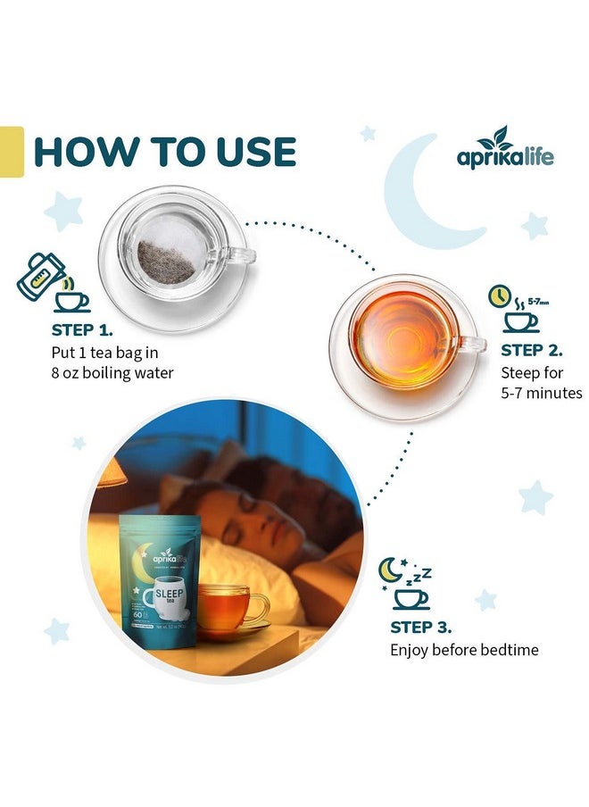 aprikalife - Aprika Life Sleep Tea With Sleep Guide 100% Natural Herbal Tea With 12 Herbs Created By Herbalists Promotes Relaxation Stress Relief Restful Sleep 60 Bags - Image 1