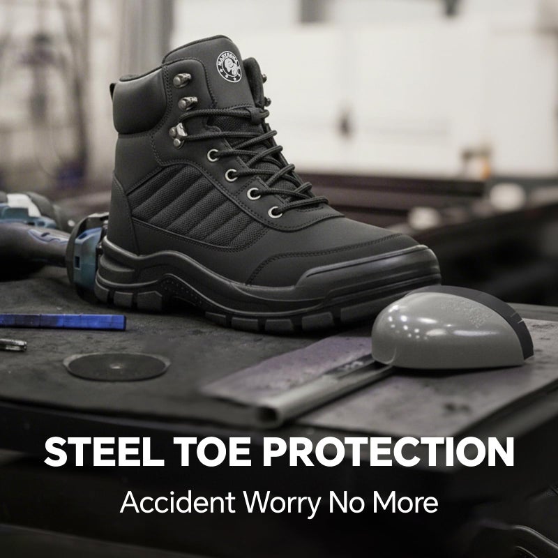 ANGRYRAM Steel Toe Boots for Men Women Slip Resistant Puncture Proof Work Boots for Men Lightweight Comfortable Steel Toe Work Shoes - Image 2