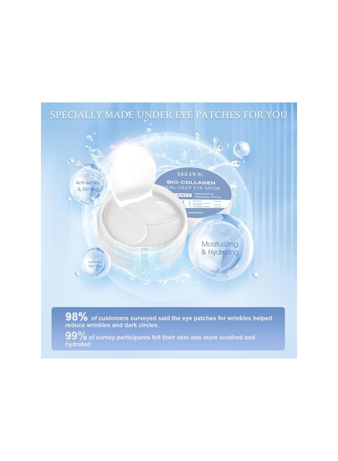 إيلهو لصقات العين بالكولاجين البيولوجي - 30 زوجًا | لصقات تحت العين لدوائر الظل، وتقليل الانتفاخ، وخطوط التجاعيد | تحتوي على كولاجين نباتي، وحمض الهيالورونيك، والنياسيناميد، وفيتامين E | مرطبة، ومقاومة للشيخوخة | العناية بالبشرة الكورية - Image 2