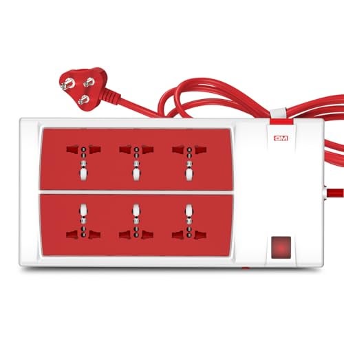 GM 3059 Power Strip | 6 Universal Sockets + Master Switch | 2m Heavy-Duty Cord | Surge Protector | Child Safety Shutters | LED Indicator | Extension Board for Home & Office - Image 1