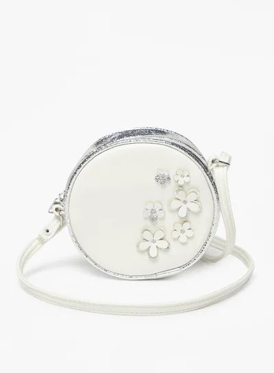 Flora Bella Floral Accent Crossbody Bag with Adjustable Strap and Zip Closure