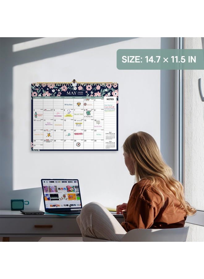 Taja 2026 Calendar, 21-Month Wall Calendar Runs from Oct 2025 to Jun 2027, 11.5" x 14.7",Large Monthly Calendar with Twin-Wire Binding, Perfect for Home or Office -Twilight Petals - Image 4