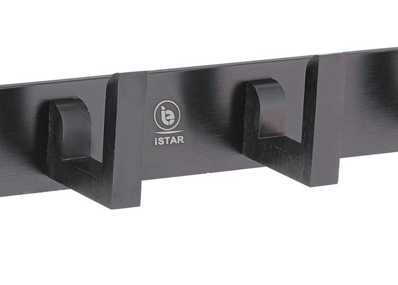 iSTAR 6 Pin Bathroom Cloth Hooks Hanger Wall Bedroom Bathroom Robe Hooks Rail, Stainless Steel, Black - Image 3