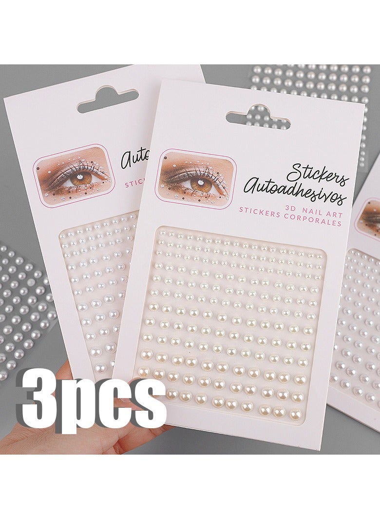 Self Adhesive Pearl Stickers,White Pearls Gems for Eyes Face Nail Temporary Tattoo Gems Jewelry DIY Crafts - Image 1