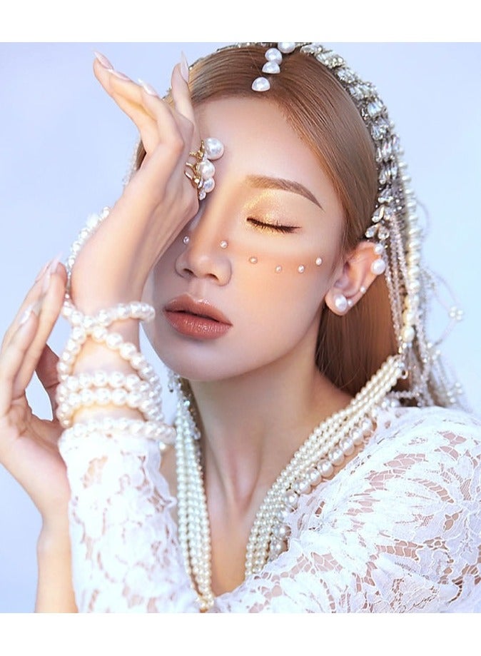 Self Adhesive Pearl Stickers,White Pearls Gems for Eyes Face Nail Temporary Tattoo Gems Jewelry DIY Crafts - Image 4