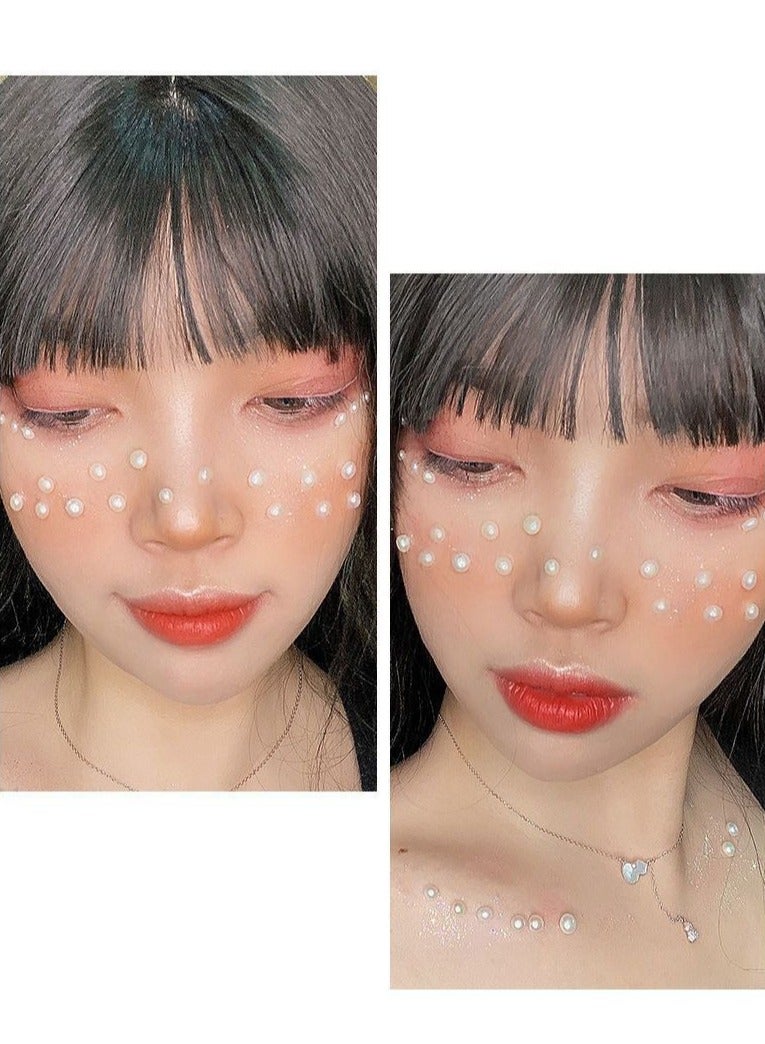 Self Adhesive Pearl Stickers,White Pearls Gems for Eyes Face Nail Temporary Tattoo Gems Jewelry DIY Crafts - Image 5