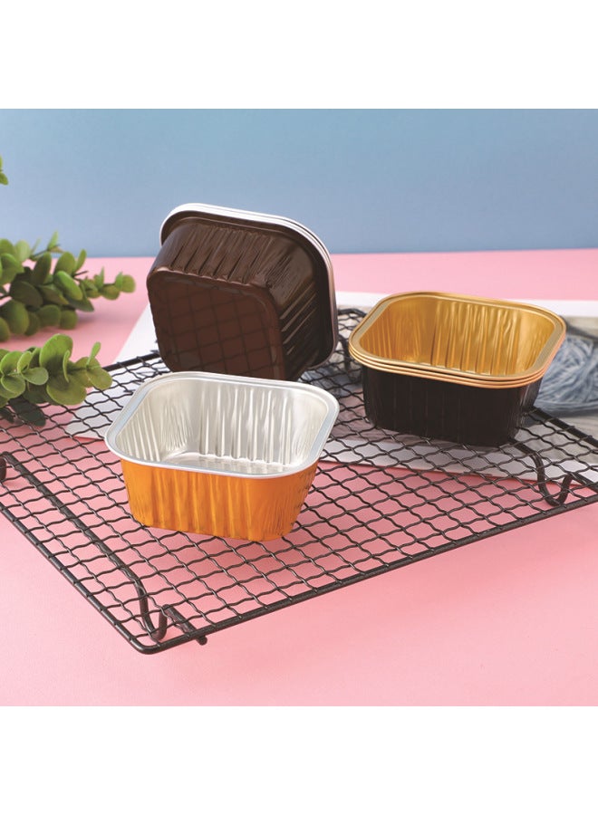 Household Aluminum Foil Tin Paper Box Air Fryer Special Disposable Cake Pudding Baking Mold Small Tin Paper Box Cup-Specifications:Golden Heart-shaped  100ml-Color:Without Cover  - Image 4