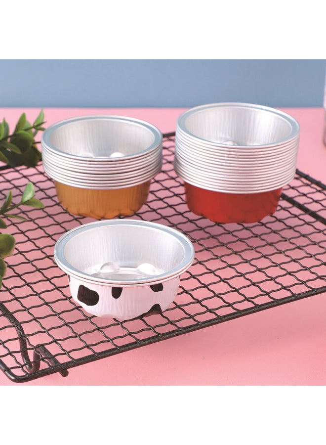 Household Aluminum Foil Tin Paper Box Air Fryer Special Disposable Cake Pudding Baking Mold Small Tin Paper Box Cup-Specifications:Golden Heart-shaped  100ml-Color:Without Cover  - Image 2