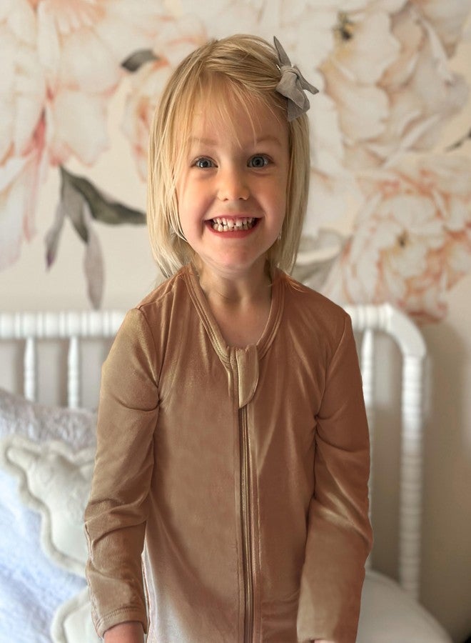 Owlivia Rayon Made from Bamboo Baby Footless Pajamas, Boys and Girls Zip up Sleep and Play, Long-Sleeve Coveralls(6-12 Months,Camels) - Image 2