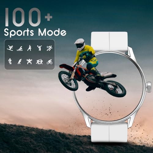 PunnkFunnk Glavito Round Dial Smartwatch 1.49" AMOLED Display, 100+ Sports Modes, IP67, Health Tracking, Bluetooth Calling, Crown Control, 100+ Watch Faces for Men & Women (Magnetic White) - Image 5