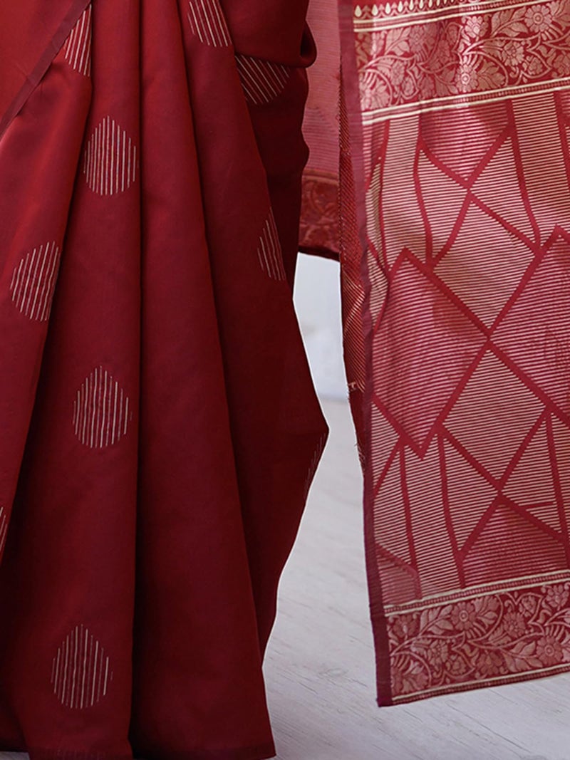 Satrani Women's Weaving Banarasi Silk Saree with Unstitched Blouse Piece (4830S333N_Maroon) - Image 5