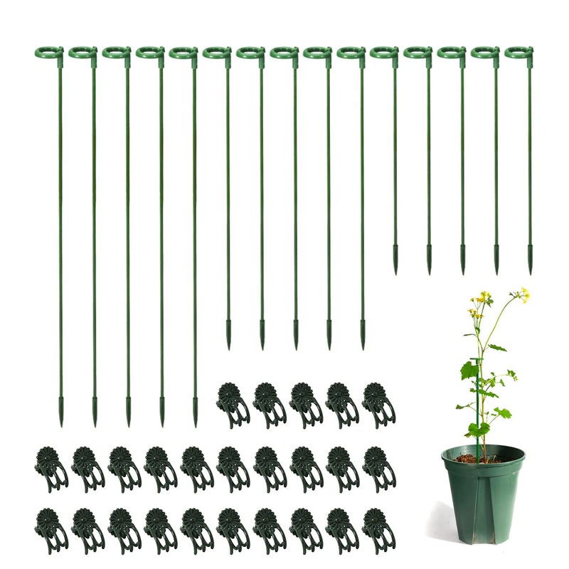 LUCKJUJU 30 Pcs Plant Support Stakes with 30 Pcs Plant Clips Garden Floral Flower Support Single Stem Support Stake for Phalaenopsis Orchid Flower Roses Amaryllis - Image 1