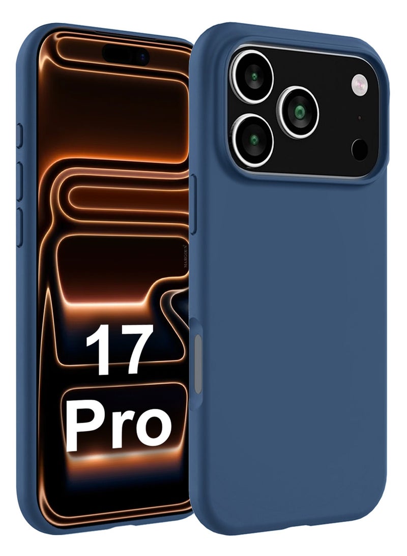 Silicone Protective Phone Case for iPhone 17 Pro - Soft Anti-Scratch Microfiber Lining Ultra Slim Drop Protection Phone Cover - Blue - Image 1