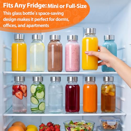 Luxfuel 8 oz Glass Water Bottles with Lids, 8 Pack Small Glass Juice Bottles with Stainless Steel Caps & Funnel, Leak-Proof Containers for Juicing, Milk, Ginger Shots, Smoothies, Wellness Drinks - Image 5