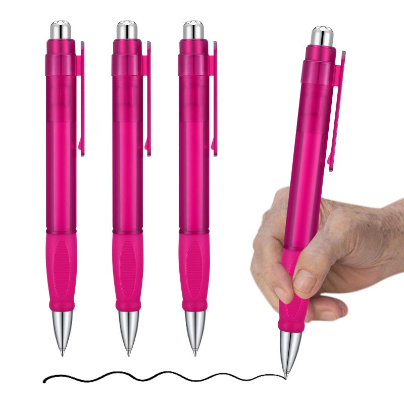 lyforx Big Pens Fat Pens Big Fat Pens - Enhanced Writing Stability for Arthritis and Elderly Easy Thick Grip 3pcs Magenta - Image 1