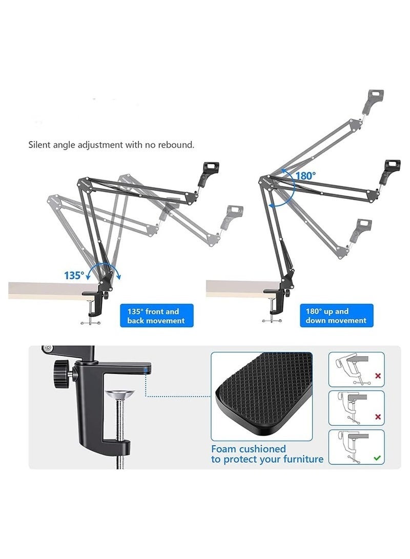 Lynacz Original Foldable Microphone Arm Stand | 360° Rotatable Adjustable Mic Boom Arm Bracket | Space-Saving Microphone Holder for Gaming, Podcasting, Streaming, Voice Recording & Studio Use - Image 5