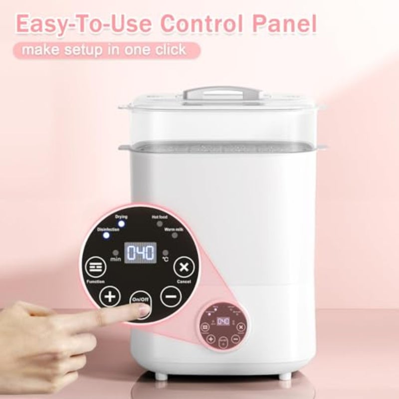 Baby Bottle Sterilizer and Dryer for Home Use, Stainless Steel, White, 5-in-1 Large Capacity with 2 Layers Steam Sterilization and Fast Drying - Image 5