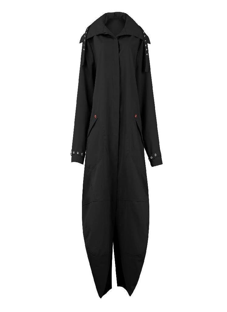 Eckek - Women's Solid Colour Loose Casual Temperament Hooded Mackintosh Cloth Windbreaker Jacket - Image 1
