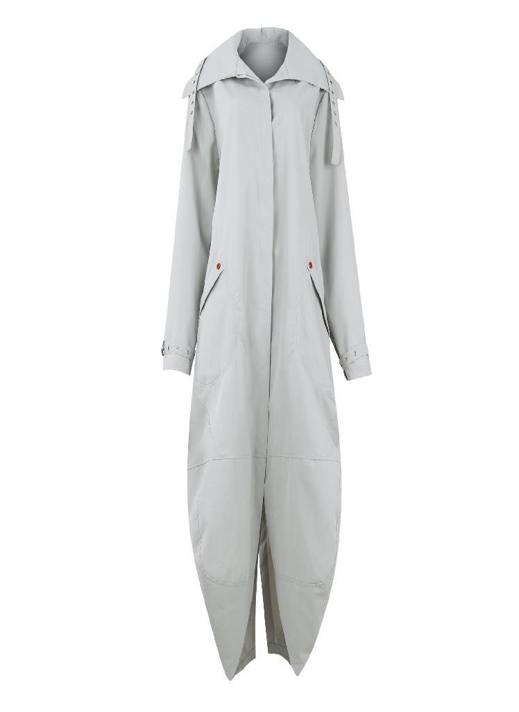 Eckek - Women's Solid Colour Loose Casual Temperament Hooded Mackintosh Cloth Windbreaker Jacket - Image 1