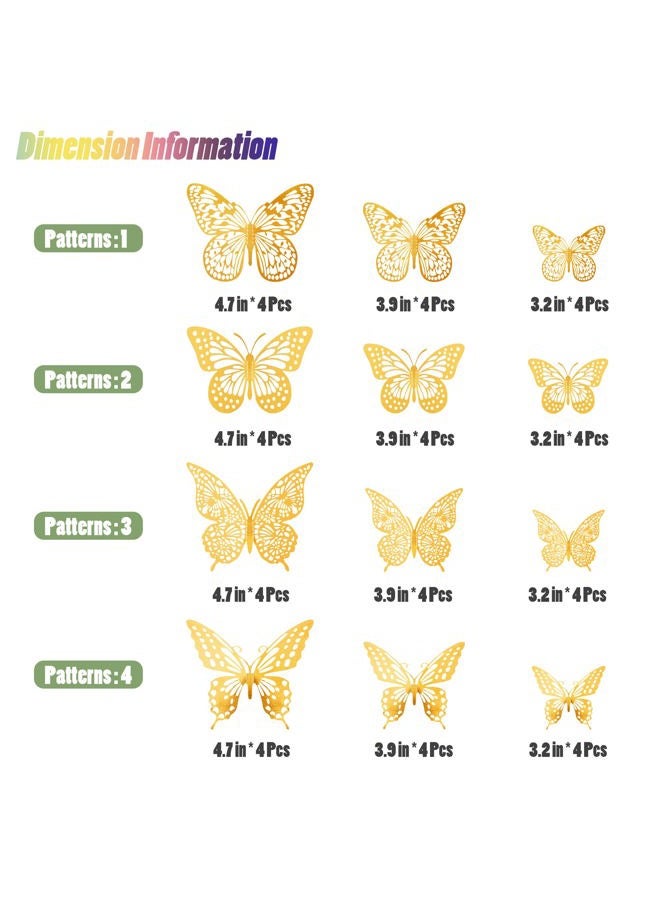 SAOROPEB 3D Butterfly Wall Decor - 48 Pcs, 4 Styles, 3 Sizes, Gold Butterfly Decorations for Birthday & Party Celebrations, Removable Stickers - Image 5