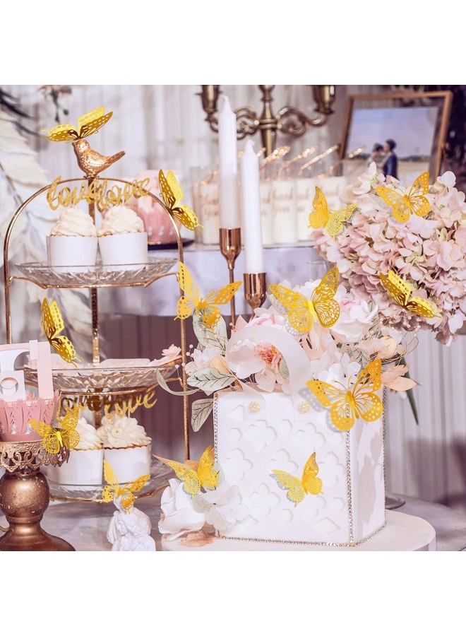 SAOROPEB 3D Butterfly Wall Decor - 48 Pcs, 4 Styles, 3 Sizes, Gold Butterfly Decorations for Birthday & Party Celebrations, Removable Stickers - Image 2