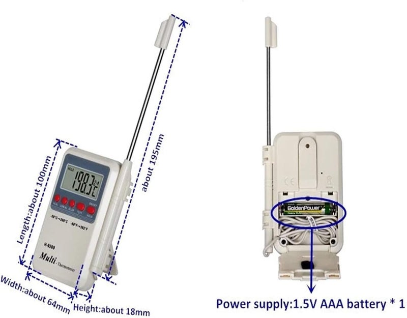 LABART ترمومتر رقمي متعدد السيقان من البلاستيك -50~300؟ مع مسبار استشعار خارجي وشاشة LCD محمولة، استجابة دقيقة وسريعة وموثوقة، عبوة من 1 - Image 5
