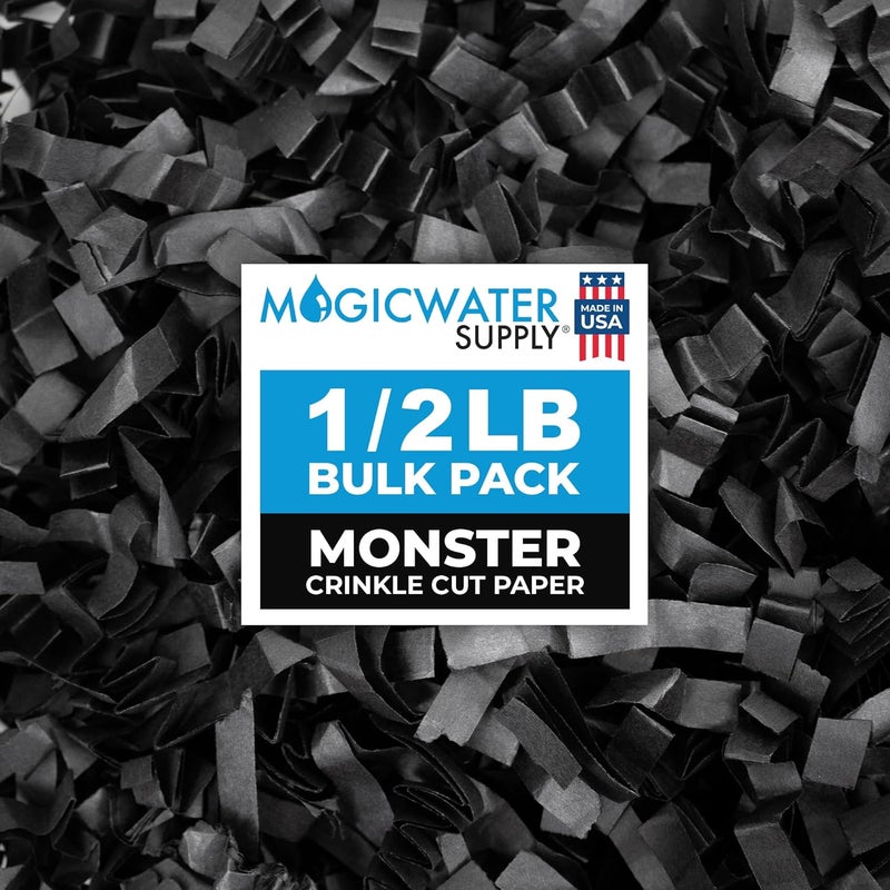 MagicWater Supply MagicWater Crinkle Cut Paper for Gift Baskets - 1/2 LB - Monster Black - Perfect for Shredded Paper Filler, Basket Filler, Gift Boxes, Bridesmaid Gifts, Christmas Stuffers – Ideal for All Occasions - Image 1