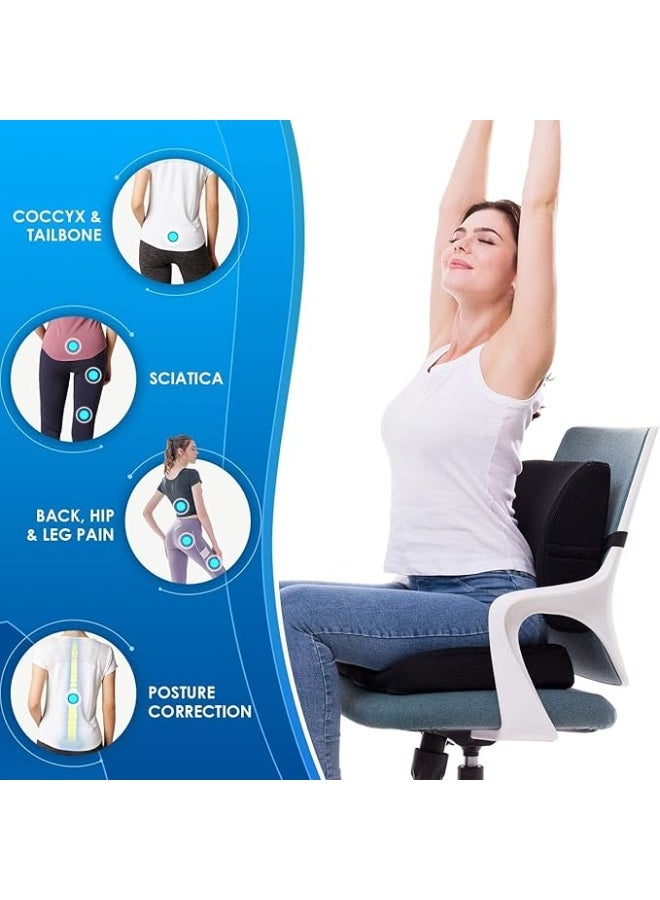 Memory Foam Lumbar Support Pillow and Seat Cushion Set – Ergonomic Office Chair & Car Seat Back Support for Long Sitting Comfort - Image 5