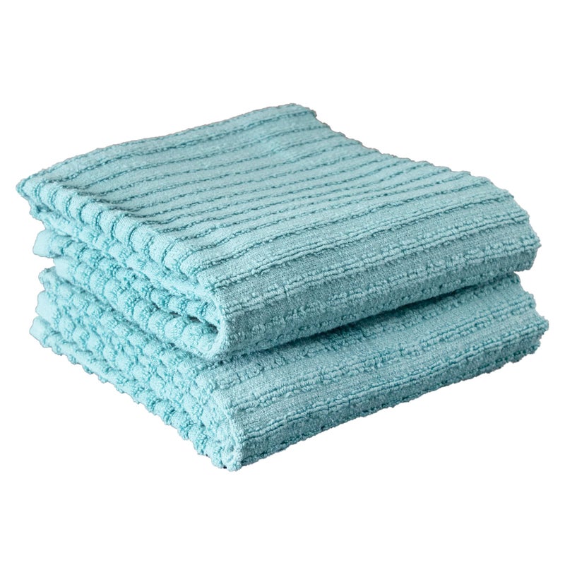 Ritz Royale Collection 100 Combed Terry Cotton Highly Absorbent Oversized Kitchen Towel Set 28 x 18 2Pack Solid Dew