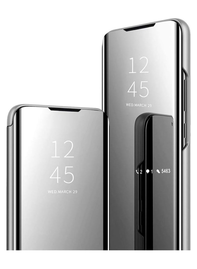 For Samsung Galaxy J7 Prime Clear View Flip Case , Without Sensor , Stand Watching Position , Mirror Full Protection Cover Compatible With Samsung Galaxy J7 Prime (5.5') (Silver) - Image 3