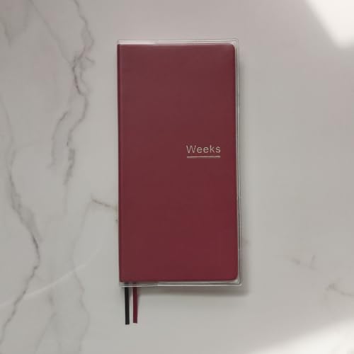 receip Undated Weekly Planner Notebook Pocket Organizer Appointment Book Journal Notebook A6 Week Plan Notepad (Red with cover) - Image 4