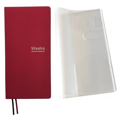 receip Undated Weekly Planner Notebook Pocket Organizer Appointment Book Journal Notebook A6 Week Plan Notepad (Red with cover) - Image 1