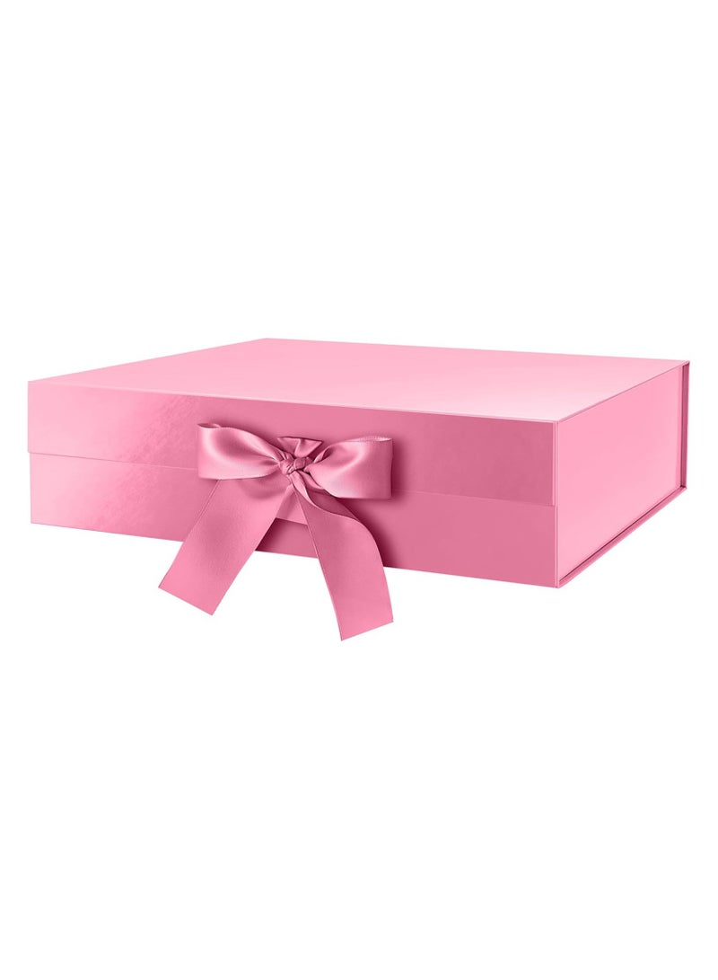 دان كولين علبة هدايا عالية الجودة ، شريط الشريط الوردي ، علبة هدايا مع غطاء قابل للطي ، مناسبة للأعياد ، عيد ميلاد ، ذكرى 29 * 22 * 10 سم - Image 1