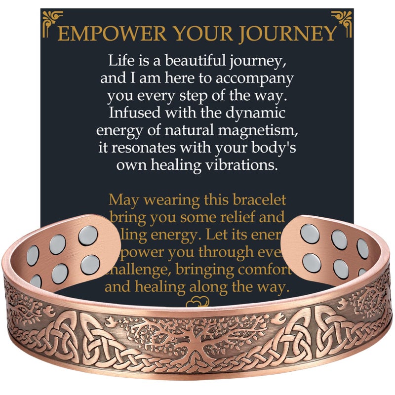 Jecanori Copper Bracelet for Men 18X Strength 9999 Pure Solid Mens Magnetic Copper Bracelets