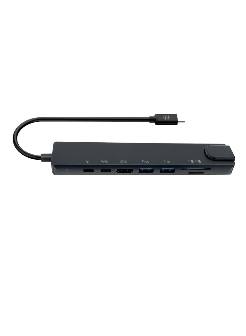 PROTECT 8-in-1 USB-C Hub | Multiport Adapter | 4K HDMI | 5Gbps | Fast Charging | Space Grey | Model: USBH8-1 - Image 1