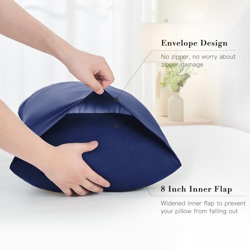DOWNSTORIA Body Pillow Cover, Ultra Soft Microfiber Long Pillowcase, Envelope Closure Large Pillow Cases 20x54 inch (Navy Blue) - Image 4