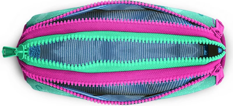 كورال هاي Kids Aqua Green Neon Pink Flamingo Patterned Three Compartment Pencil Bag