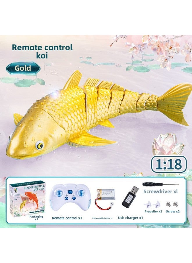 Remote Control Koi Electric Water Can Swing Water Spray Water Remote Control Boat Children Swimming Outdoor Boy Toys-Color:(2.4g) Water Remote Control [golden Koi Fish] (fish Pack 3.7v 500 Mah Soft Pack Battery)-Specification:[standard Single Battery 30 Minutes]  - Image 1