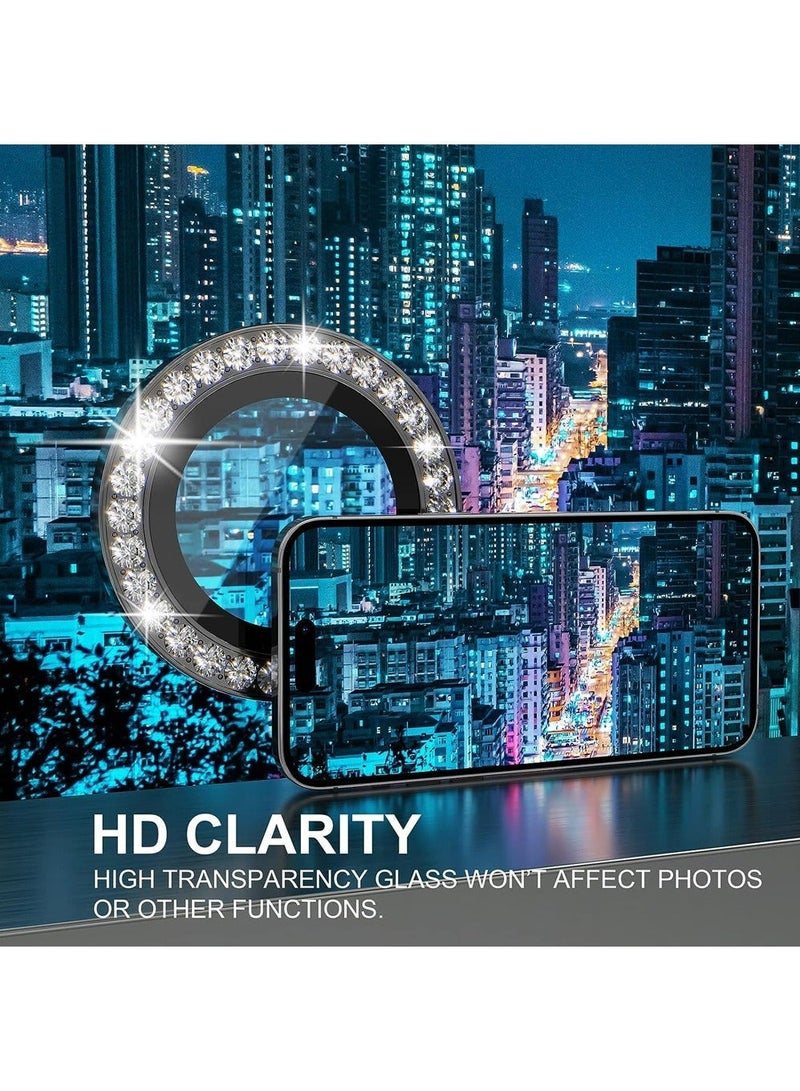 iPhone 15 /iPhone 15 Plus Camera Lens Protector Bling, 9H Tempered Glass Shockproof Camera Cover Screen Protection Metal Ring Decoration Mobile Phone Accessories 2 Capsules - Image 4