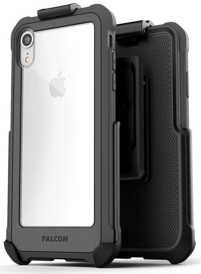 إنكاسد جراب حماية متين للغاية من ENCASED لهاتف iPhone XR مع مشبك حزام وواقي شاشة من الزجاج المقوى - متوافق مع هاتف Apple iPhone XR 6.1 بوصة (رمادي فالكون مع مشبك جراب) - Image 1