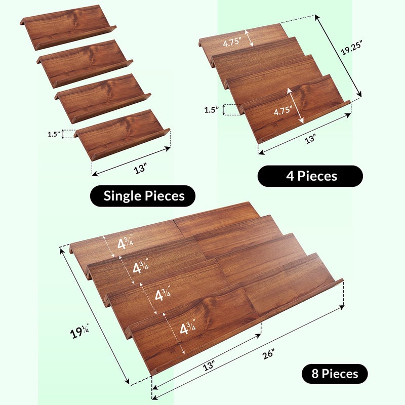 Tinamo Acacia Wooden Spice Rack Organizer for Cabinet - Spice Drawer Insert, Spice Organization for Cabinet, Seasoning Organizer, 4-Tier Spice Jar Rack for Drawer, Spice Holder Pack of 8 (64 Jars) - Image 3